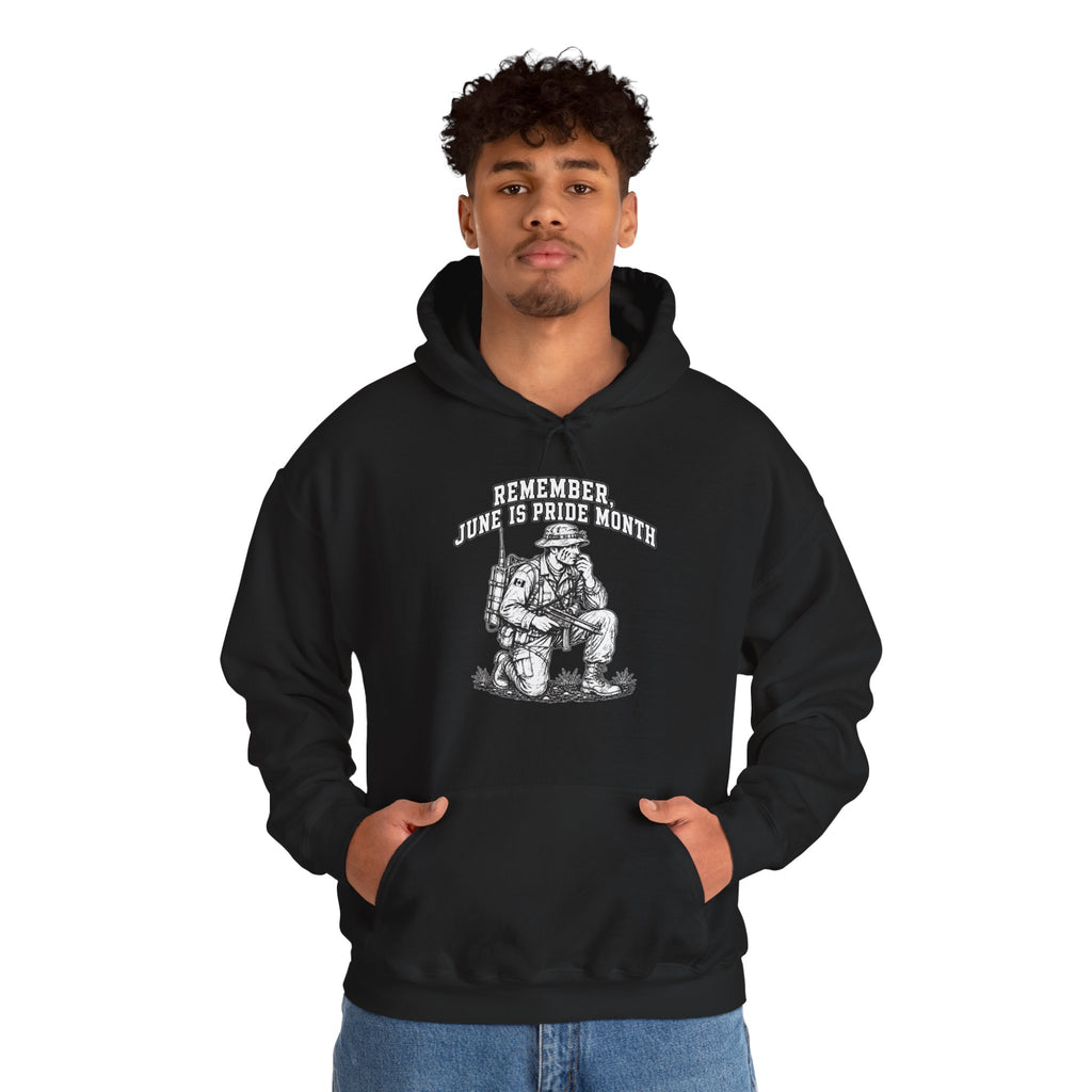 Hoodie -1 Design on Front — Remember June is Pride Month Hoodie