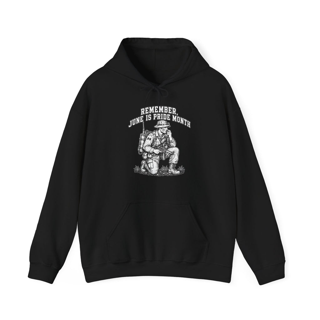 Hoodie -1 Design on Front — Remember June is Pride Month Hoodie