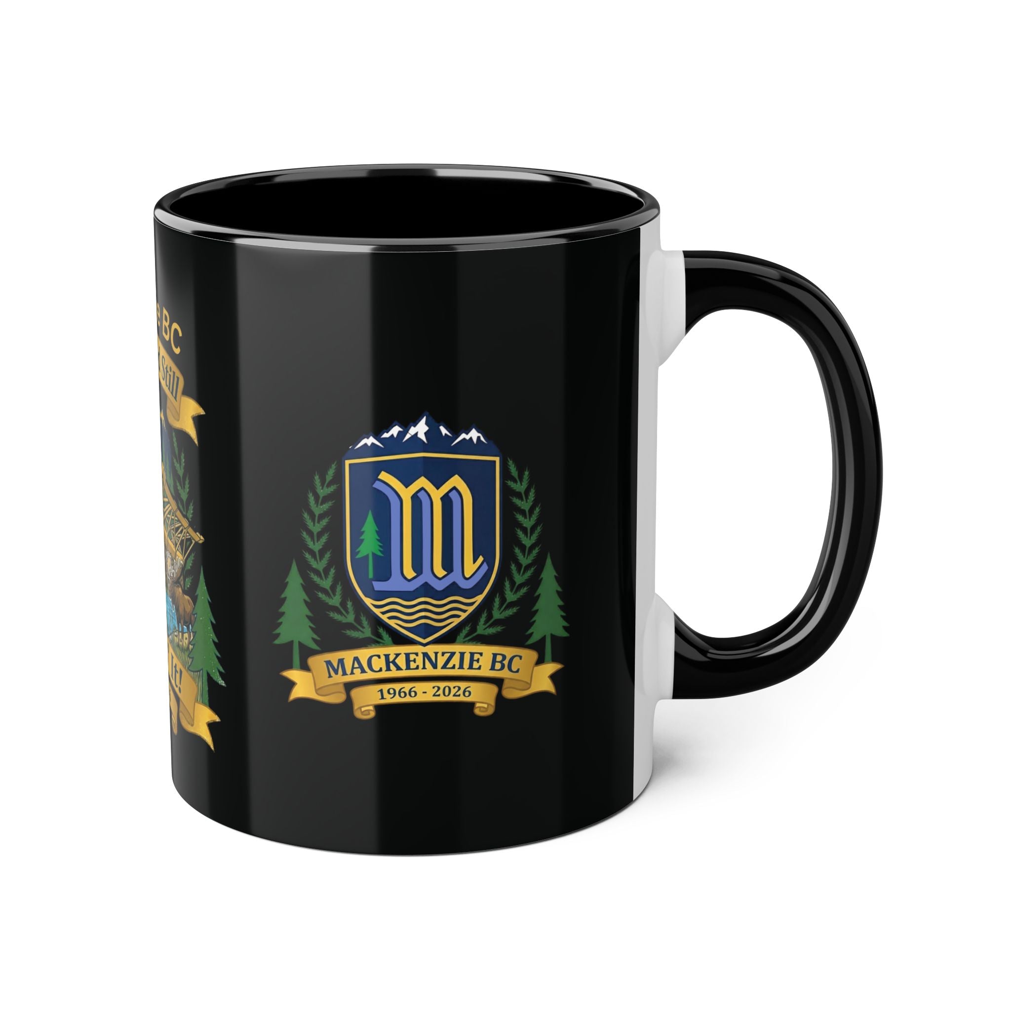 Tri-Color Mackenzie BC 60th Anniversary Ceramic Mug — “60 Years and Still Crushin' It! 1966–2026”