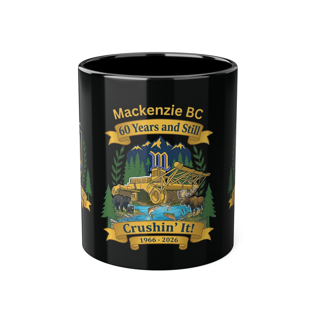 Personalized Tri-Color Mackenzie BC 60th Anniversary Ceramic Mug — “60 Years and Still Crushin' It! 1966–2026”