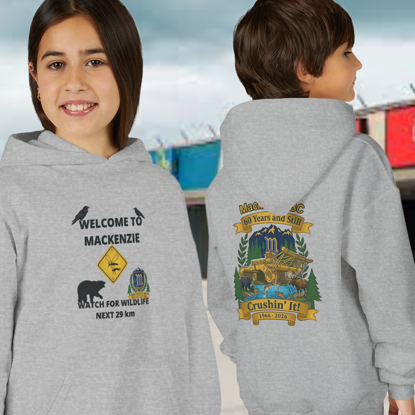 2 Design Youth Grey Hoodie — Mackenzie 60th Wildlife + Crushin it!