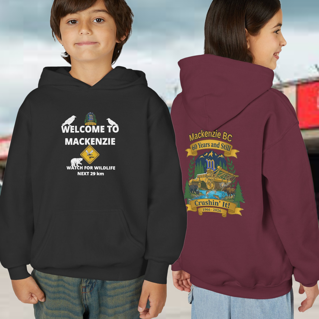Mackenzie 60th "Crushin' It" & Wildlife Warning Kids Hoodie (Dark Edition)